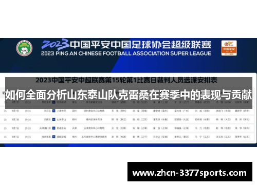 如何全面分析山东泰山队克雷桑在赛季中的表现与贡献
