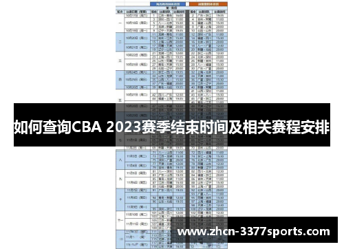 如何查询CBA 2023赛季结束时间及相关赛程安排