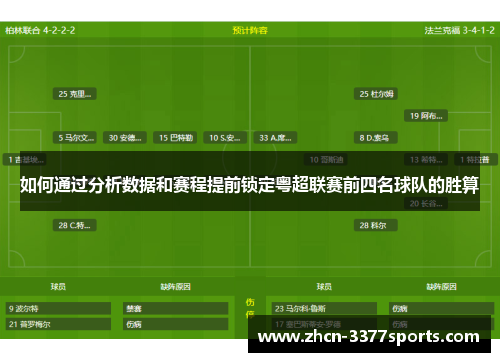 如何通过分析数据和赛程提前锁定粤超联赛前四名球队的胜算